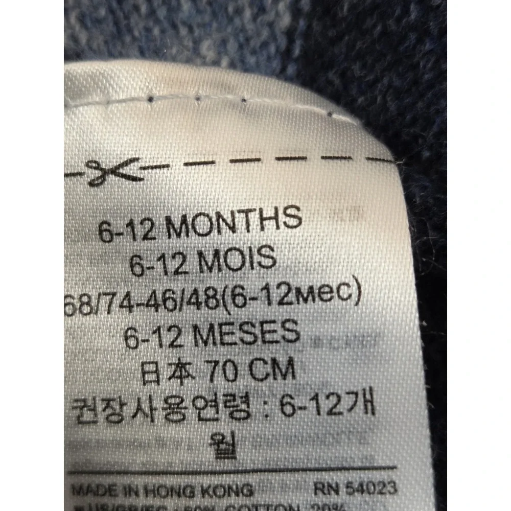 GAP‎ Baby Footless One Piece 6-12 Mos Stretch Navy Heather Teddy Bear Logo Cozy